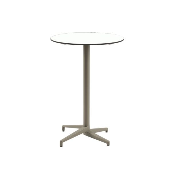 Compact Paslanmaz Bistro Organizasyon Otel Bar Masası – Beyaz Laminat, Yuvarlak, Dış Mekan ve İç Mekan Kullanıma Uygun, 77 cm Çap, Paslanmaz, Şık ve Dayanıklı Bar Masası