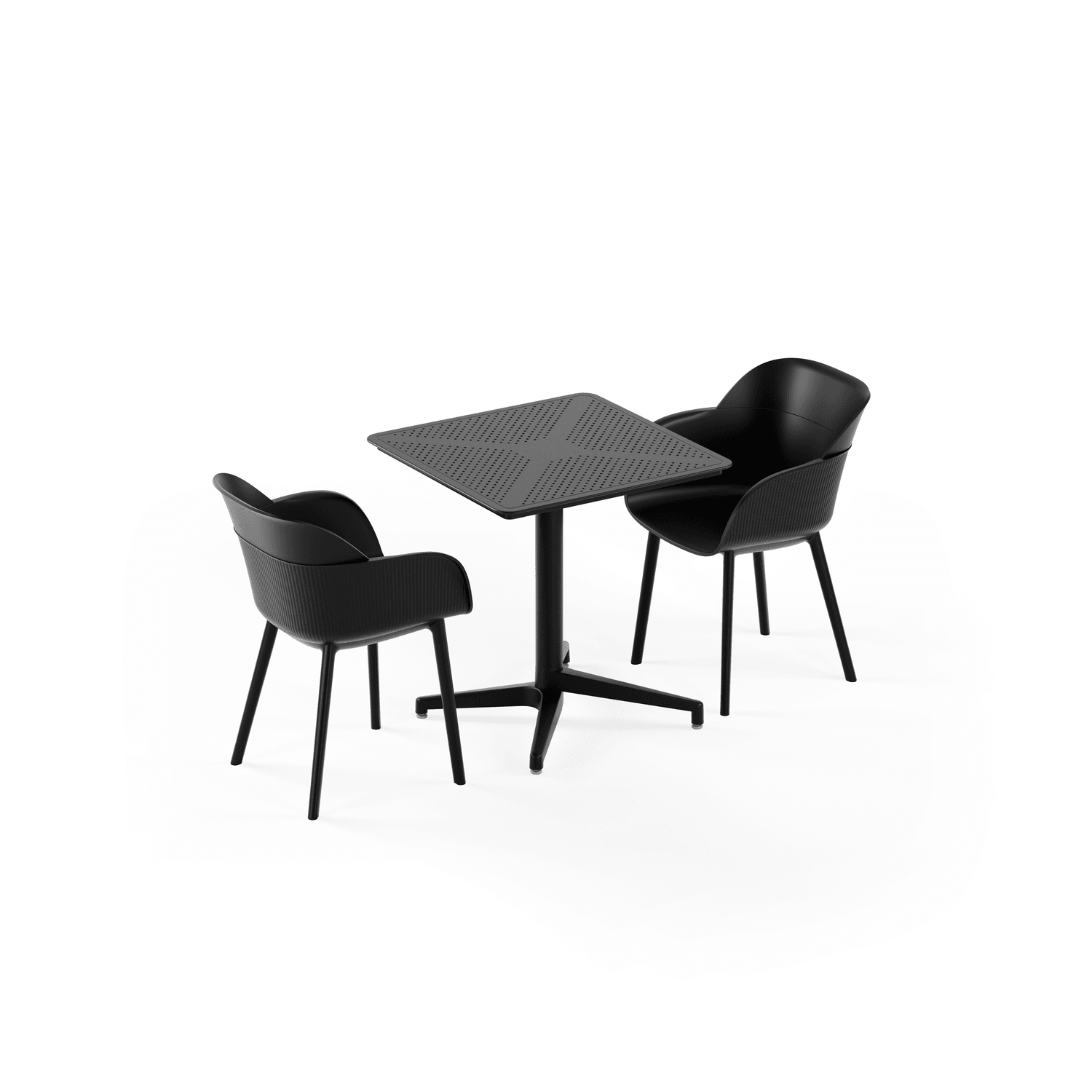 Siyah Dış Mekan Bahçe Masa Sandalye Takımı 2 Kişilik 70x70 cm | Balkon, Teras, Cafe, Restaurant, Otel İçin Paslanmaz Masa Sandalye Seti