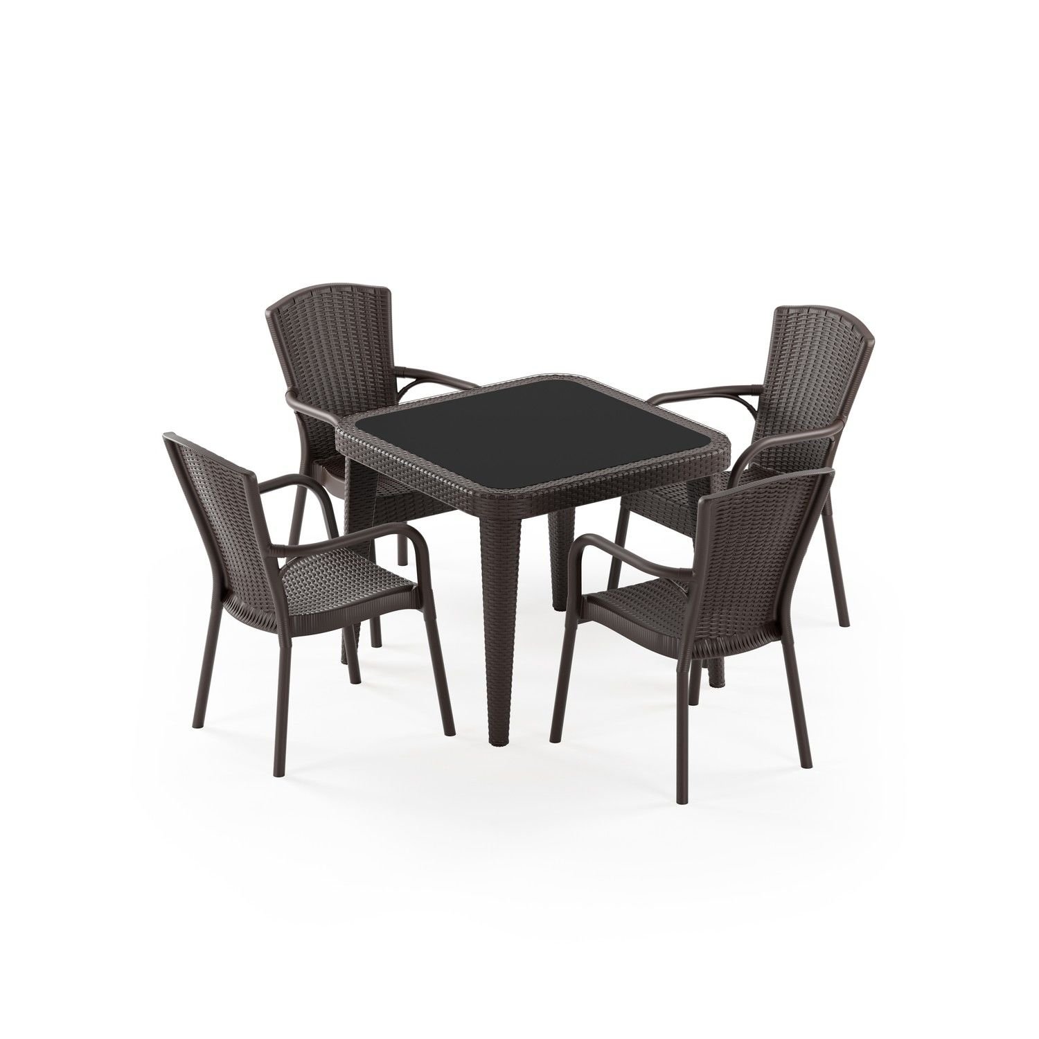 Venge 4 Kişilik Dış Mekan Bahçe Masa Sandalye Takımı 90x90