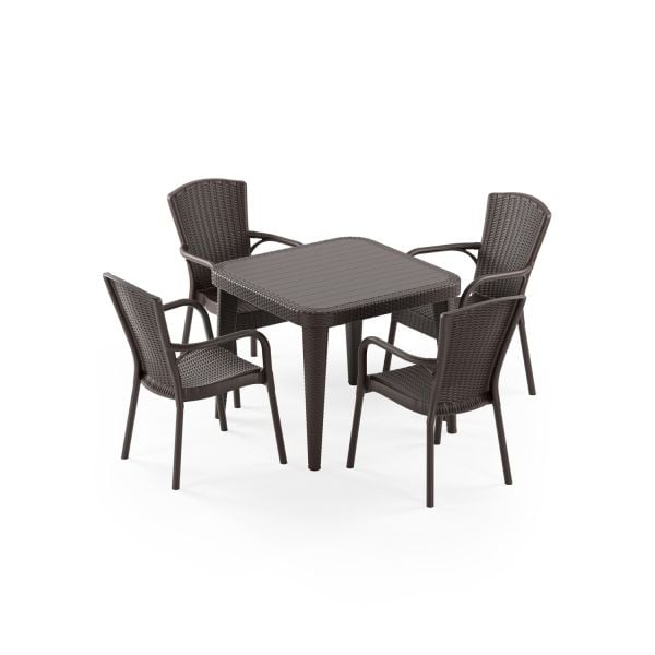 Venge 4 Kişilik Dış Mekan Bahçe Masa Sandalye Takımı 90x90