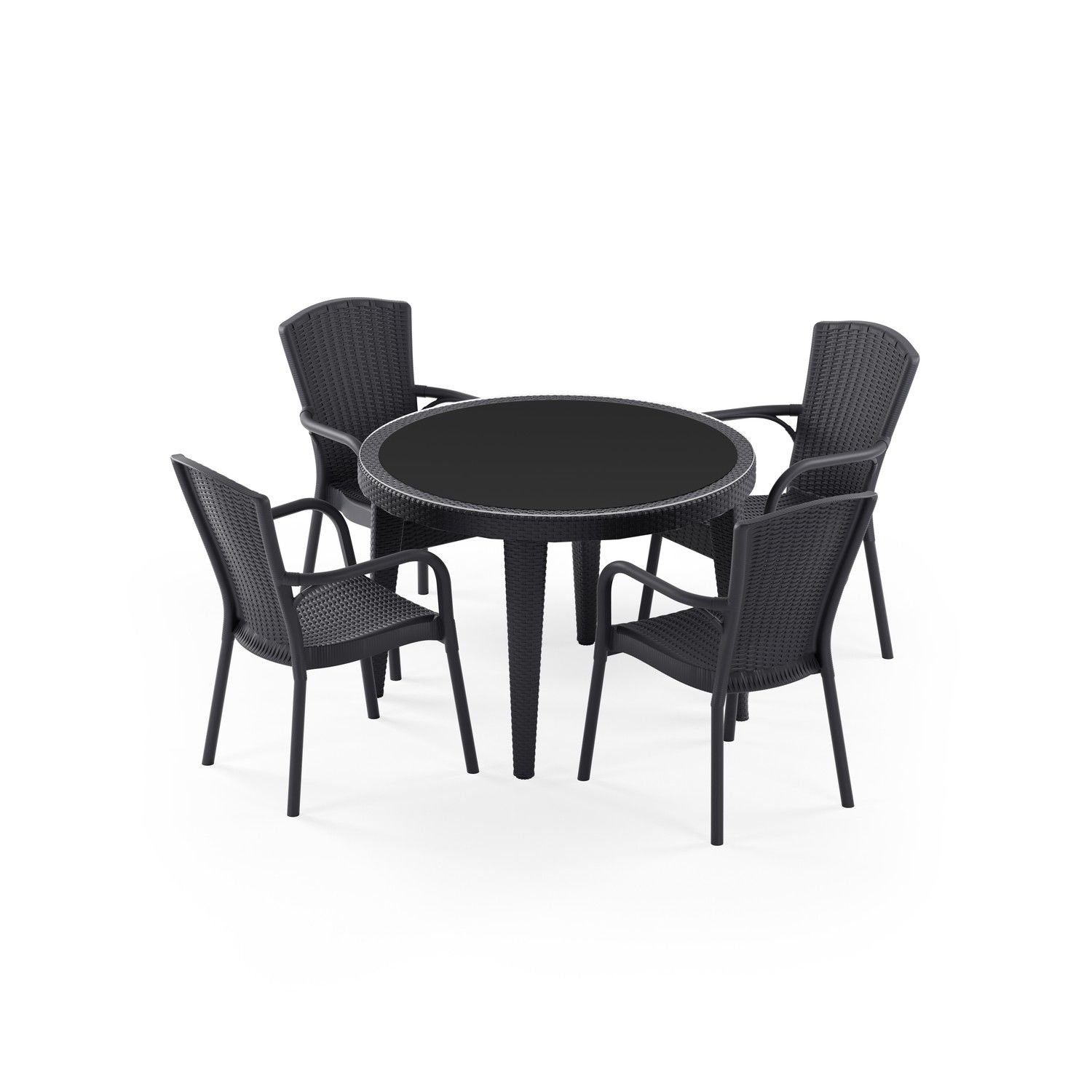 Antrasit 4 Kişilik Dış Mekan Bahçe Masa Sandalye Takımı 110