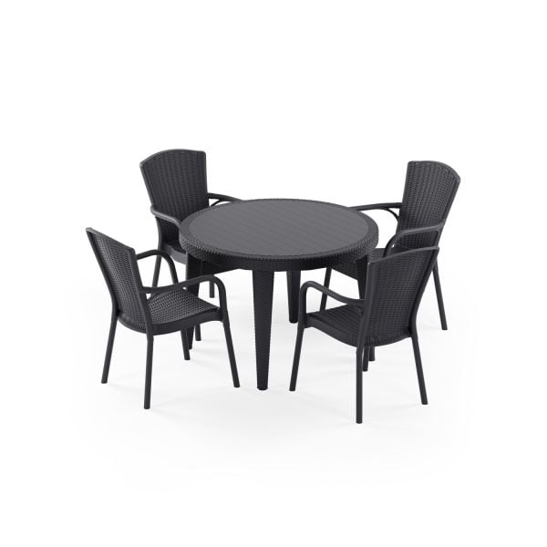 Antrasit 4 Kişilik Dış Mekan Bahçe Masa Sandalye Takımı 110