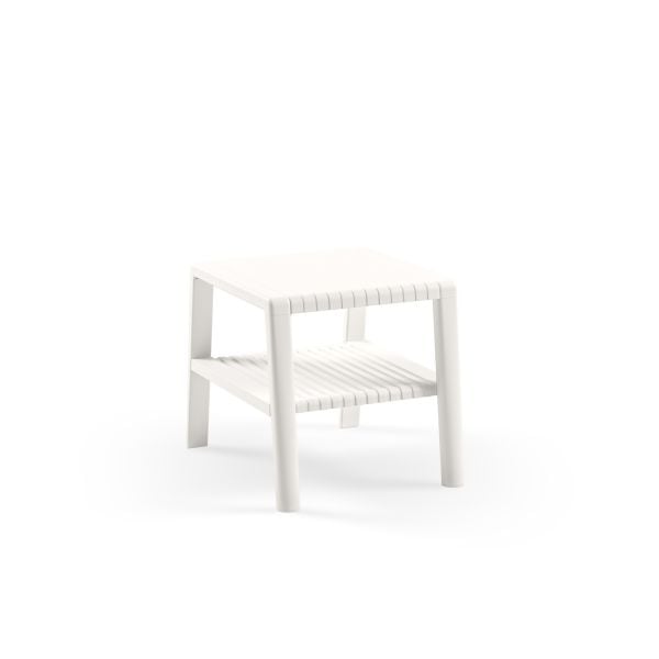 Beyaz Dış Mekan Plastik Bahçe Sehpası Dayanıklı Şık