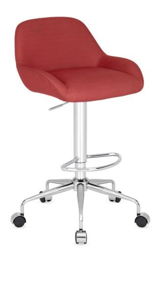 Rotus Tekerlekli Yüksek Bar Sandalyesi - Polüretan Sünger, Silinebilir Kumaş, Krom Metal Ayak, Amortisörlü Ergonomik Tasarım, Yüksek Masalar İçin Şık ve Fonksiyonel Çözüm, Doktor, Hekim, Kasiyer İçin
