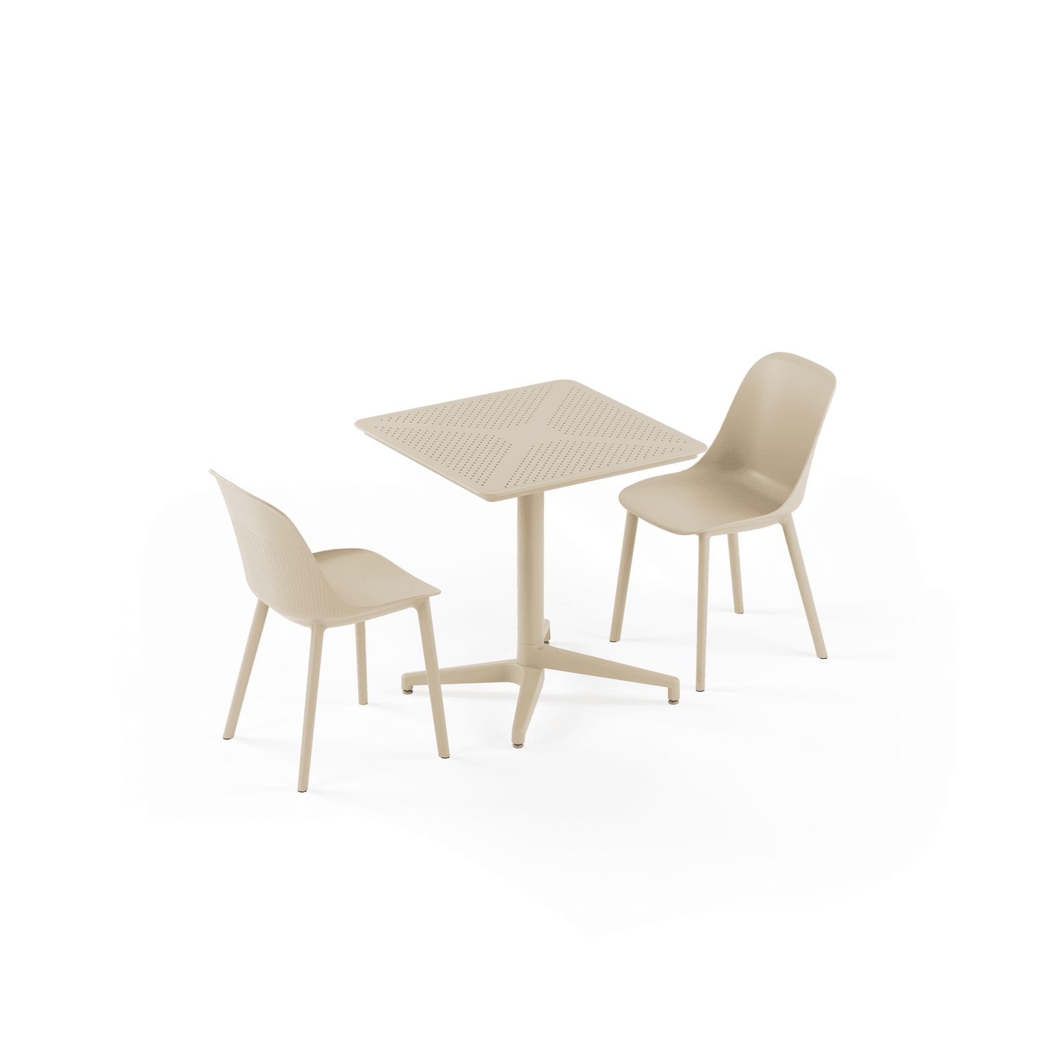 Bej Katlanabilir Bahçe Masa Sandalye Seti 70x70 cm – Dış Mekan, Otel, Cafe, Balkon Kullanıma Uygun