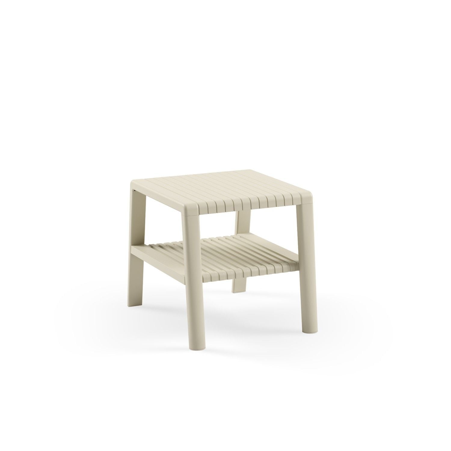 Bej Dış Mekan Plastik Bahçe Sehpası Dayanıklı