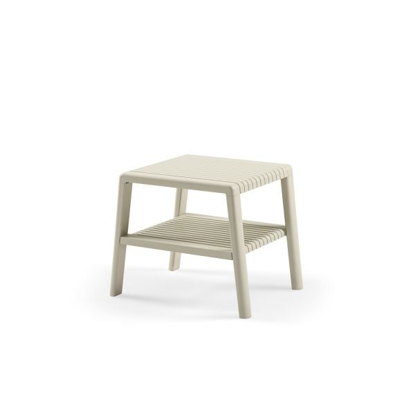 Bej Dış Mekan Plastik Bahçe Sehpası Dayanıklı