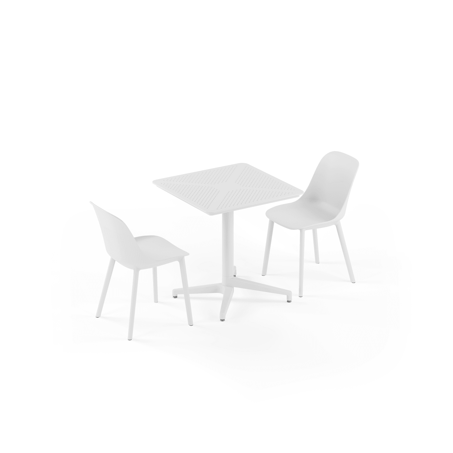 Beyaz 2 Kişilik Katlanabilir Bahçe Masa Sandalye Takımı 70x70 cm – Dış Mekan, Balkon, Teras, Cafe, Restaurant