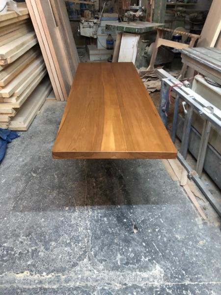 Doğal Kütük Masa Üstü 160x60 Kayın Ahşap | Açık Ceviz Renk | Mutfak Tezgahı, Kafe Masası, Otel Masası