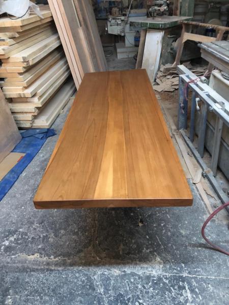 Doğal Kütük Masa Üstü 160x60 Kayın Ahşap | Açık Ceviz Renk | Mutfak Tezgahı, Kafe Masası, Otel Masası