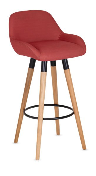 ROTUS Ergonomik Bar Sandalyesi - Silinebilir Kumaş, Metal Karkas, Ahşap Ayaklar, Şık ve Dayanıklı Tasarım | Mutfak, Kafe, Restoran, Otel İçin İdeal