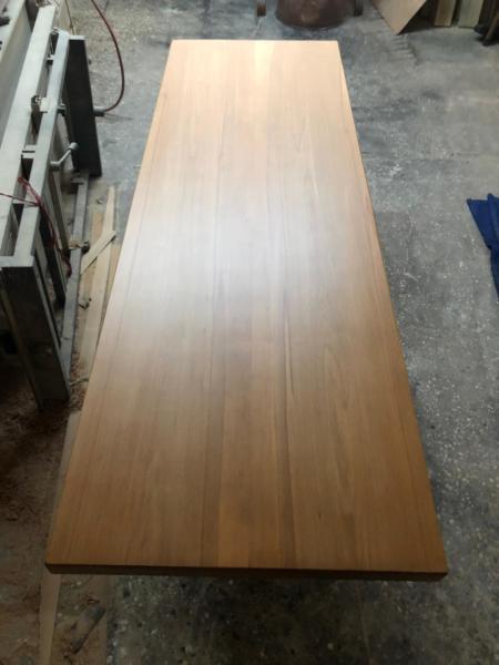 Doğal Kütük Masa Üstü 160x60 Kayın Ahşap | Açık Ceviz Renk | Mutfak Tezgahı, Kafe Masası, Otel Masası