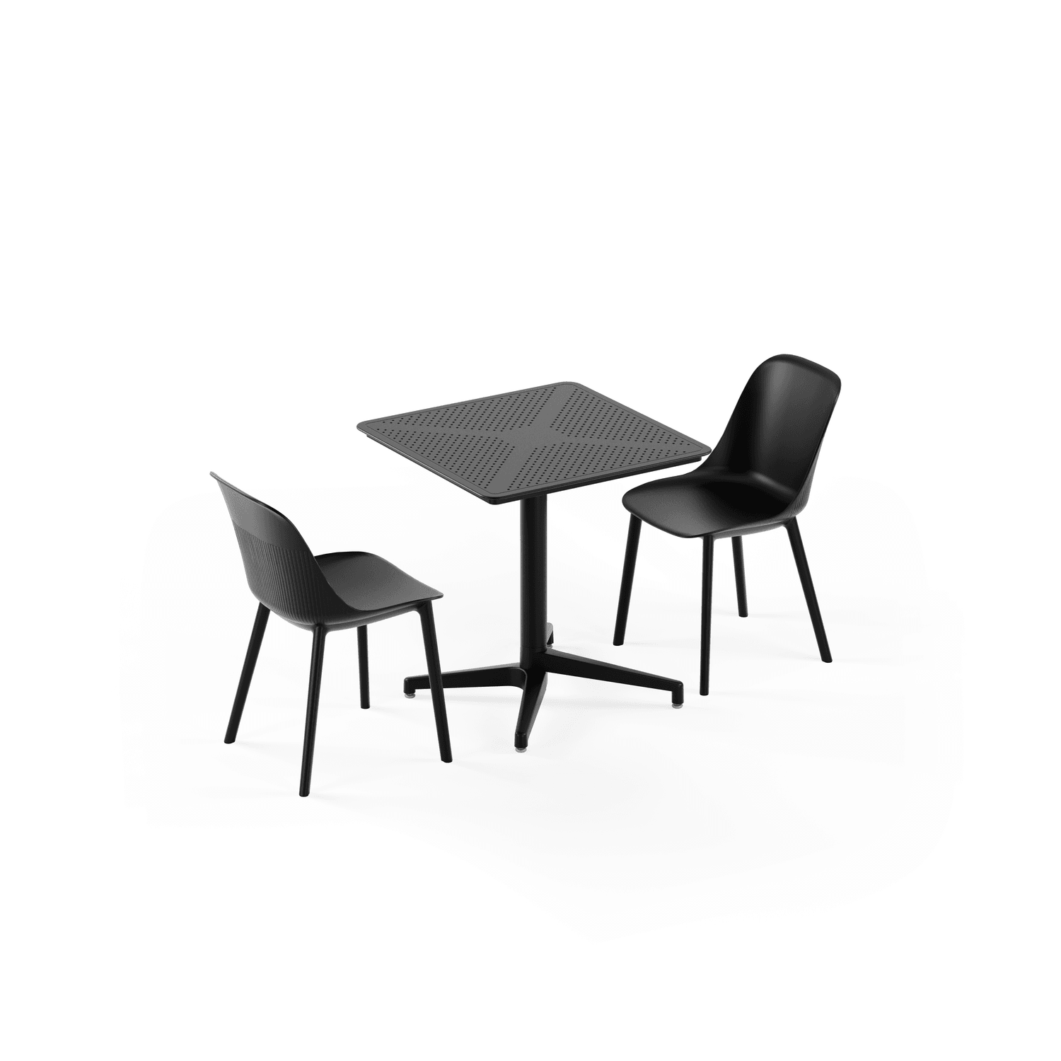 70x70 cm Siyah Bahçe Masa Sandalye Takımı 2 Kişilik | Dış Mekan, Balkon, Teras, Cafe, Restaurant Uyumlu Paslanmaz Masa Seti