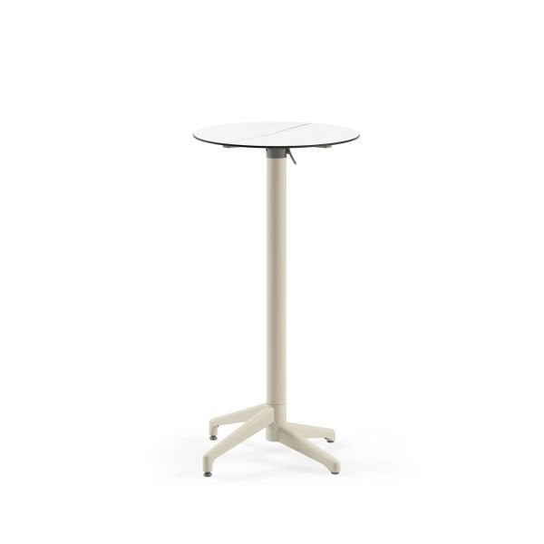 Paslanmaz Compact Katlanır Bistro Bar Masası - Mermer Desenli, Otel, Kafe, Restoran & Bahçe İçin 60 Çap