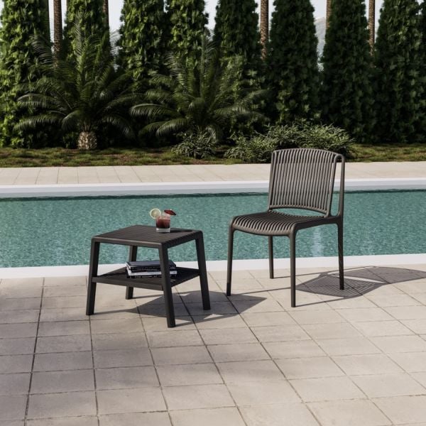 Bej Bahçe Sehpa Sandalye Takımı 2 Kişilik Set