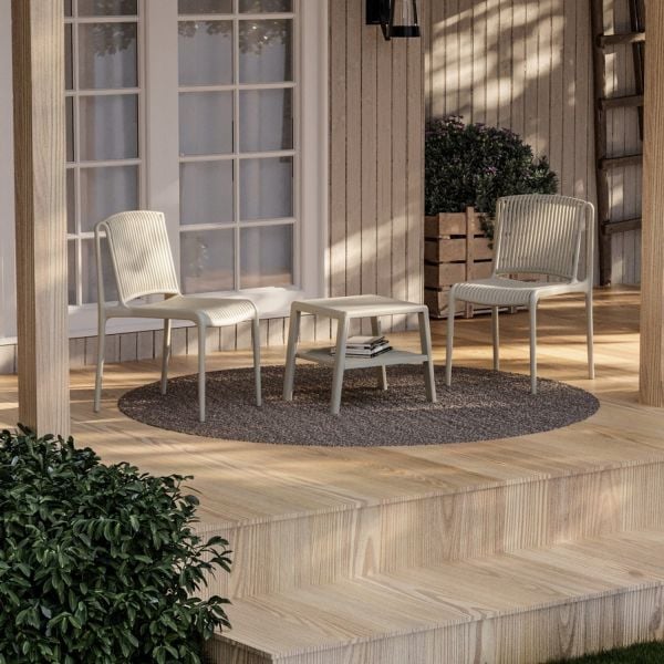 Bej Bahçe Sehpa Sandalye Takımı 2 Kişilik Set