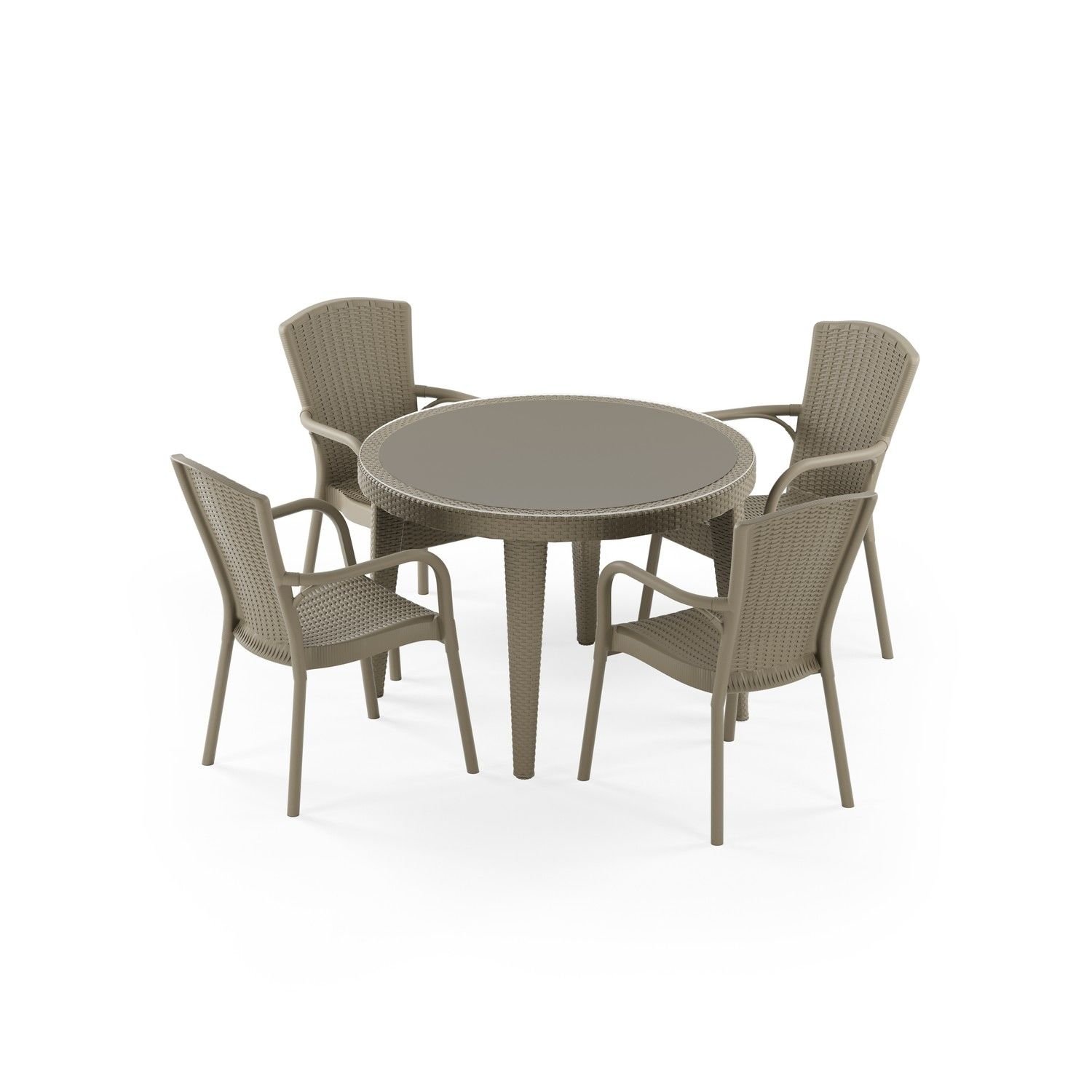 Vizon Rattan Bahçe Masa Sandalye Takımı 4 Kişilik 110 cm