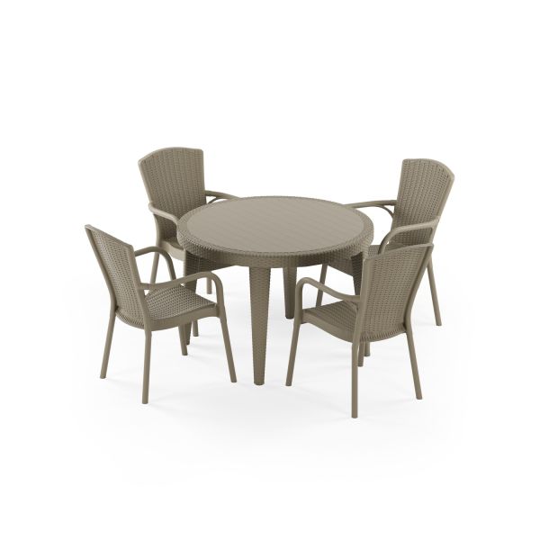 Vizon Rattan Bahçe Masa Sandalye Takımı 4 Kişilik 110 cm