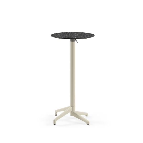 Compact Paslanmaz Katlanır Bar Masası, Terrazzo Mermer Desenli Üst Tabla, Yuvarlak 60 cm, Dış Mekan Bahçe, Restoran, Kafe ve Organizasyon Kullanımı için Uygun