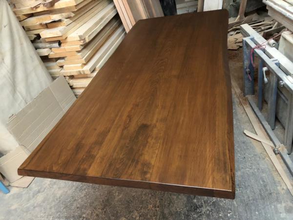 Doğal Yemek Odası Salonu Kütük Masa Üstü İmalatı - 200x90 cm Kayın Ağacından, Ceviz Rengi, 5 cm Kalınlık