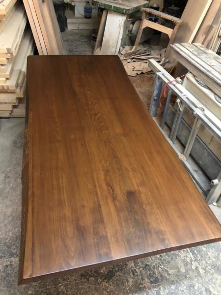 Doğal Yemek Odası Salonu Kütük Masa Üstü İmalatı - 200x90 cm Kayın Ağacından, Ceviz Rengi, 5 cm Kalınlık