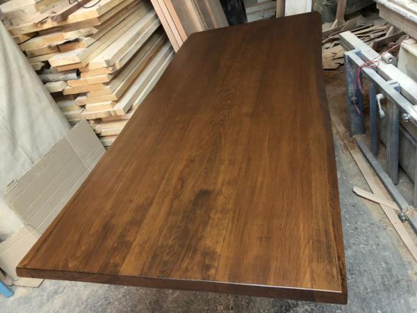 Doğal Yemek Odası Salonu Kütük Masa Üstü İmalatı - 200x90 cm Kayın Ağacından, Ceviz Rengi, 5 cm Kalınlık