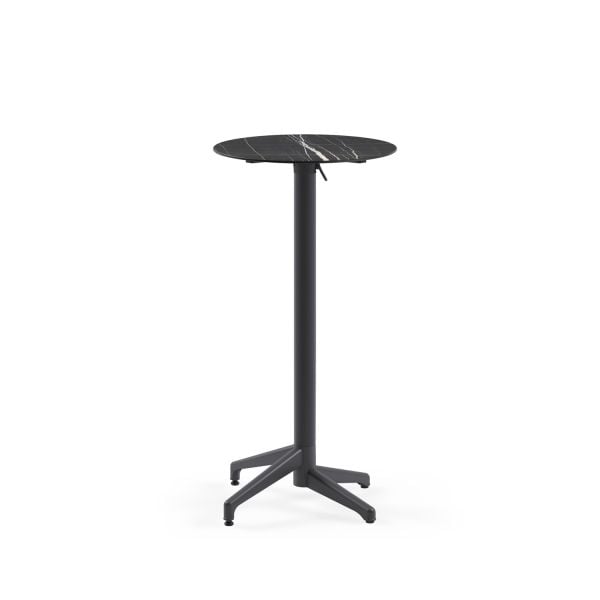 Compact Paslanmaz Katlanır Bar Masası - 60 cm Çap, Örtü Sermeden Kullanılabilir, Isıya ve Çizilmeye Dayanıklı, Şık ve Sağlam