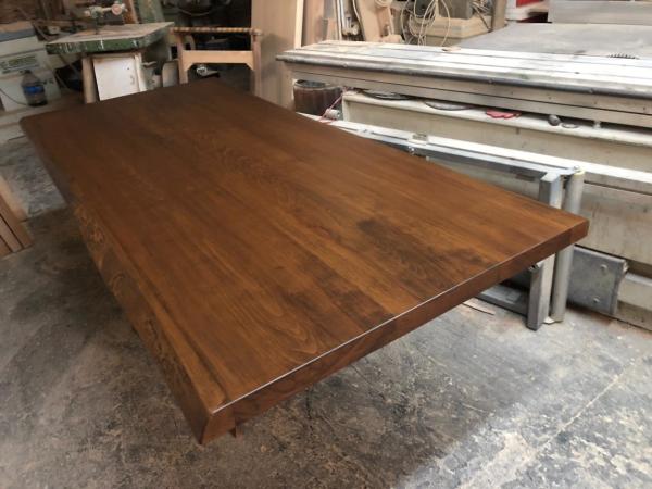 Doğal Yemek Odası Salonu Kütük Masa Üstü İmalatı - 200x90 cm Kayın Ağacından, Ceviz Rengi, 5 cm Kalınlık