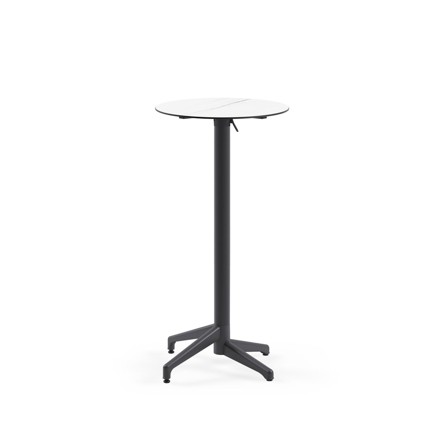 Compact Paslanmaz Katlanır Bistro Bar Masası - Beyaz Mermer Desenli Üst Tabla, Antrasit Gri Ayak, Dış Mekan & İç Mekan Kullanımı, Otel, Restoran, Bahçe & Mutfak İçin Dayanıklı
