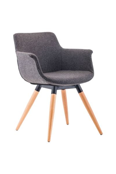Empor Antrasit Kaşe Kumaş Ahşap Ayak Sandalye