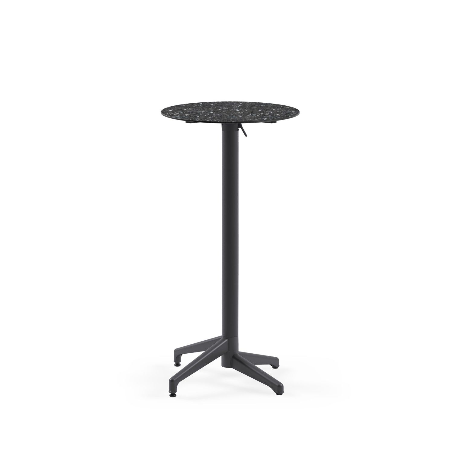 Compact Paslanmaz Katlanır Cafe Bar Masası – 60 cm Yuvarlak, Terrazzo Mermer Desenli, Dış Mekan & İç Mekan Kullanımı