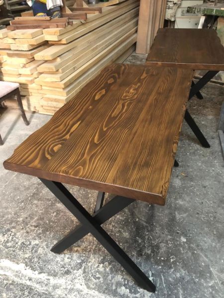 Dikdörtgen Küçük Kütük Mutfak Masası 60x120