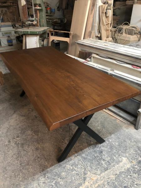 Doğal Kenar Kayın Ağacı Ceviz Rengi Kütük Masa  90x200.cm