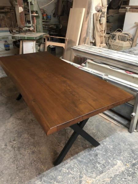 Doğal Kenar Kayın Ağacı Ceviz Rengi Kütük Masa  90x200.cm