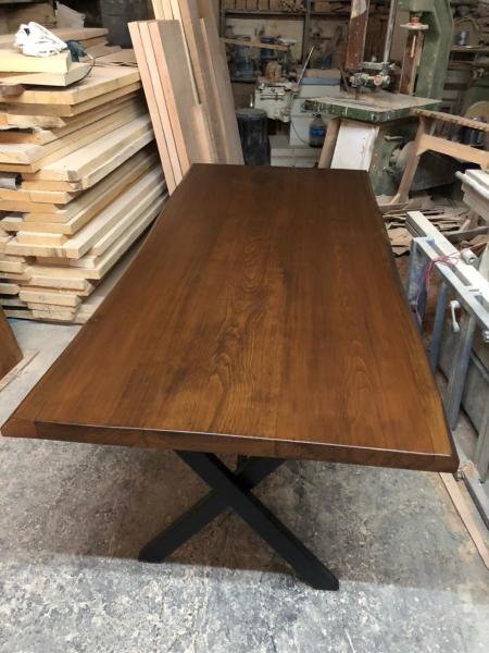 Doğal Kenar Kayın Ağacı Ceviz Rengi Kütük Masa  90x200.cm