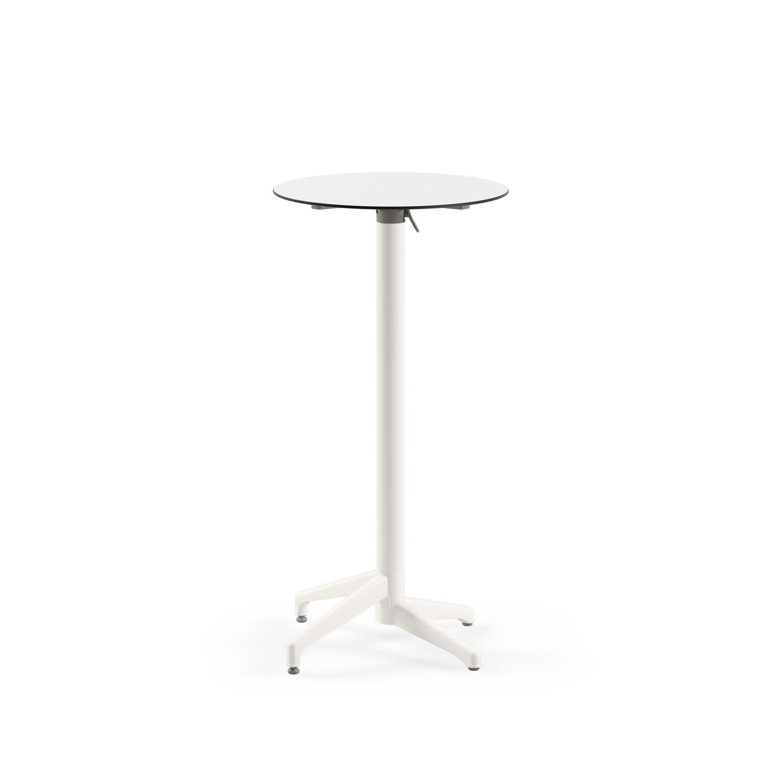 Compact Paslanmaz Katlanır Bahçe Bar Masası - Yuvarlak 60 cm Beyaz Laminat Üst, Katlanabilir Bistro Kokteyl Restaurant Masası, Dış Mekan ve İç Mekan Kullanımı