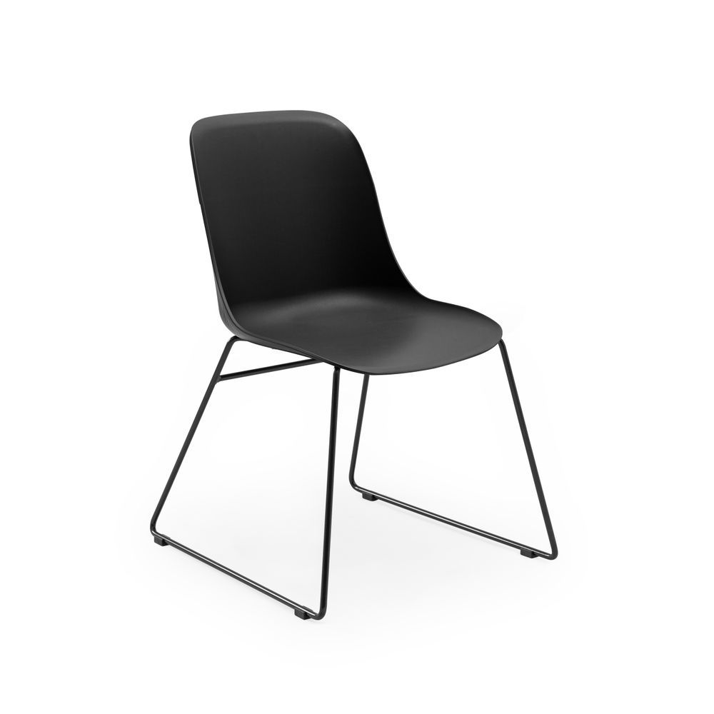 Polipropilen Plastik Metal Ayak Siyah Ofis Bekleme Sandalyesi