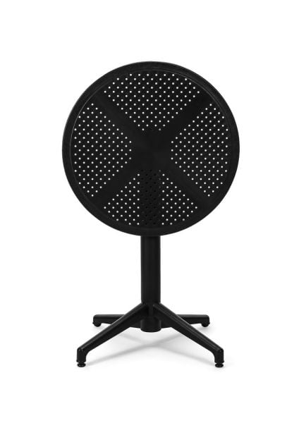 Siyah Yuvarlak Katlanabilir Dış Mekan Bahçe Masa Sandalye Takımı – 2 Kişilik 60 cm Çap, Balkon, Teras, Cafe, Otel ve Restaurant İçin