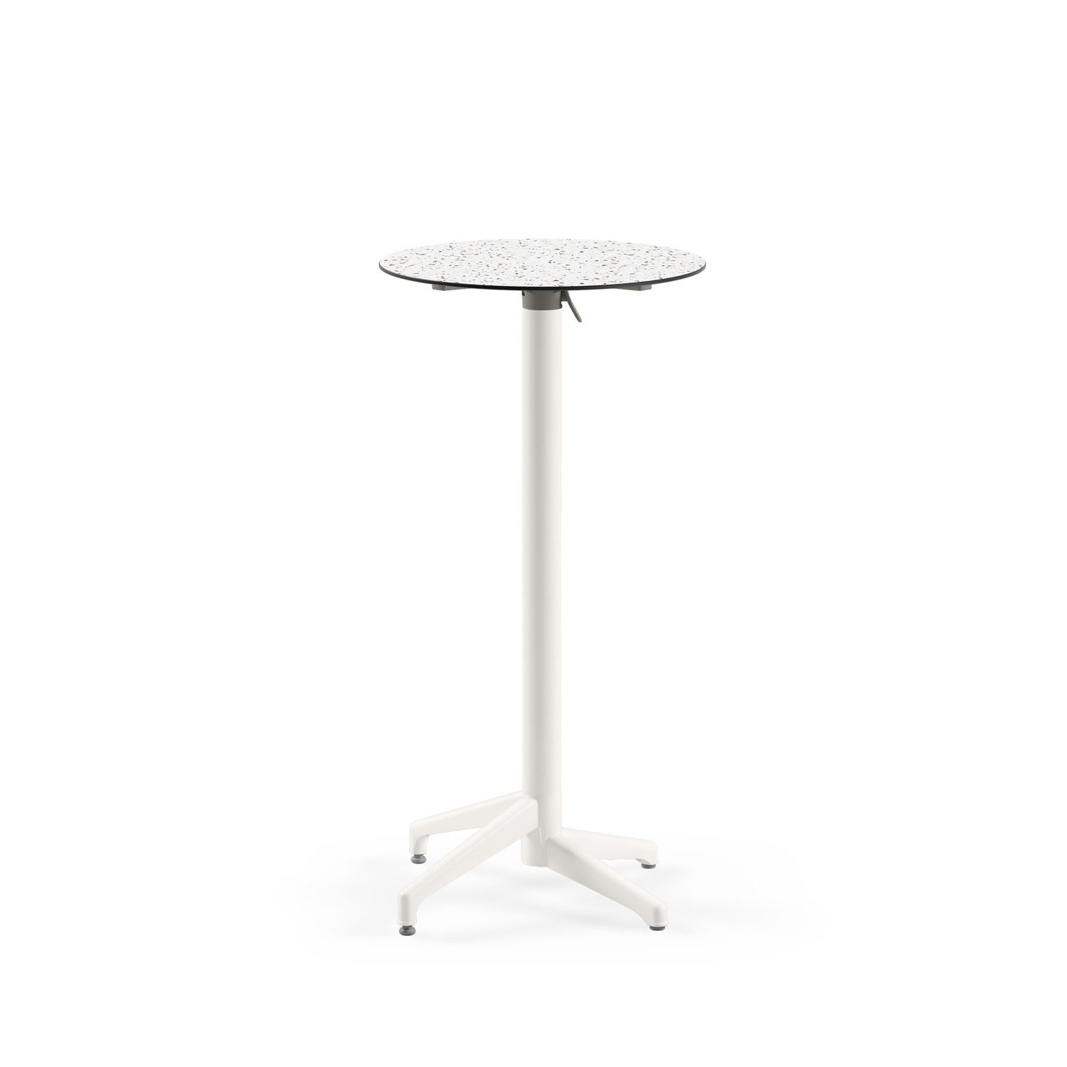 Compact Paslanmaz Katlanır Bar Masası – Yuvarlak Terrazzo Mermer Desenli Üst Tabla, Dış Mekan Bahçe, Restoran, Kafe, Otel İçin Dayanıklı