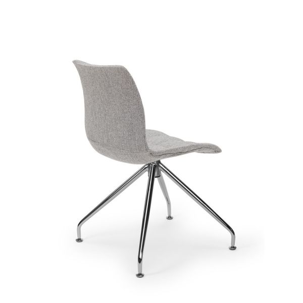 Gri Kumaş Kaplamalı Metal Ayaklı Ergonomik Tekerleksiz Ofis Çalışma Sandalyesi
