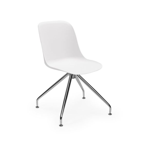 Polipropilen Plastik Metal Krom Dönebilir Ayak Beyaz Ofis Sandalyesi