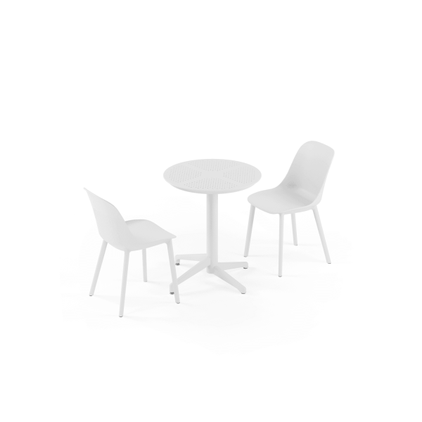 Beyaz 2 Kişilik Yuvarlak Katlanabilir İç Ve Dış Mekan Bahçe Masa Sandalye Takımı 60.cm