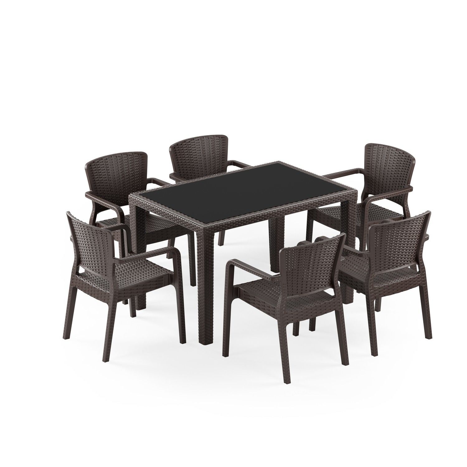 Venge 6 Kişilik Rattan Plastik Bahçe Masa Sandalye Takımı