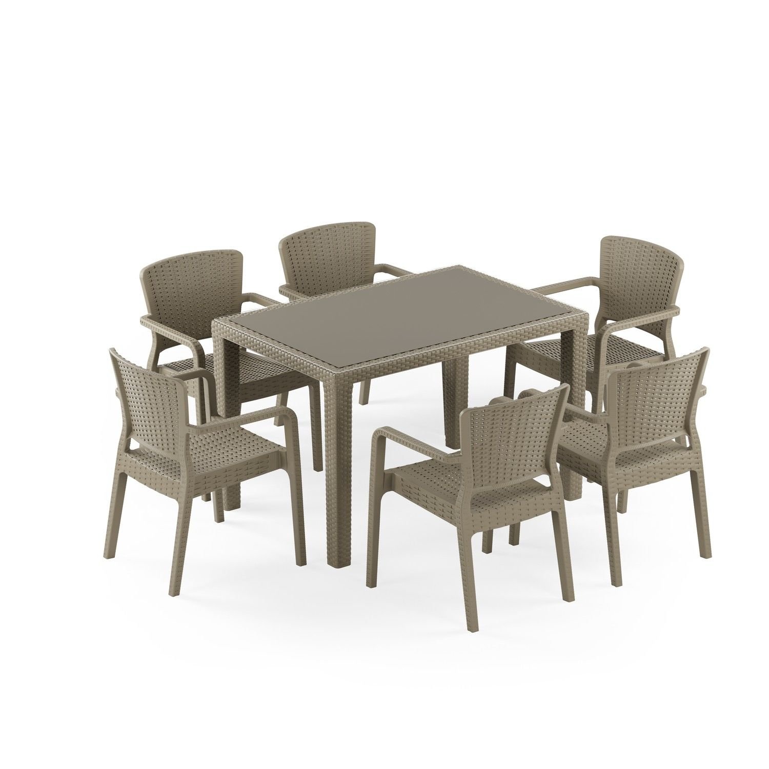 Vizon 6 Kişilik Rattan Plastik Bahçe Masa Sandalye Takımı