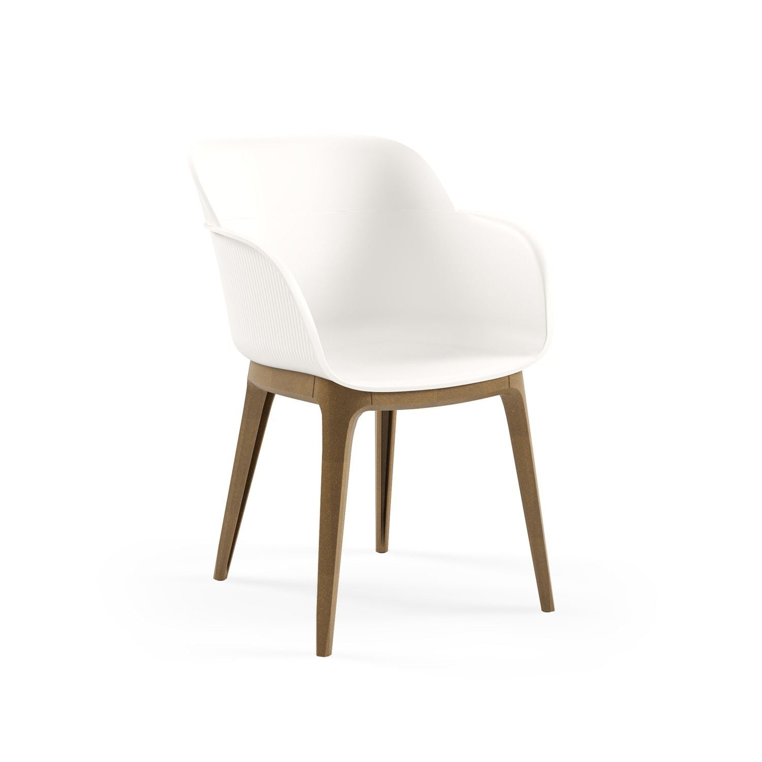 Beyaz Plastik Bahçe Sandalyesi Ahşap Görünümlü Ayaklı