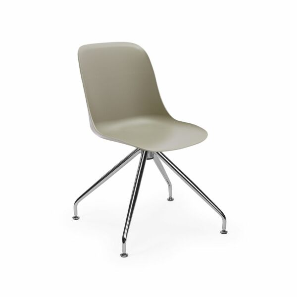 Polipropilen Plastik Metal Krom Çok Yönlü Ayak Dönebilen Oturma Alanı Çimento Gri Ofis Sandalyesi