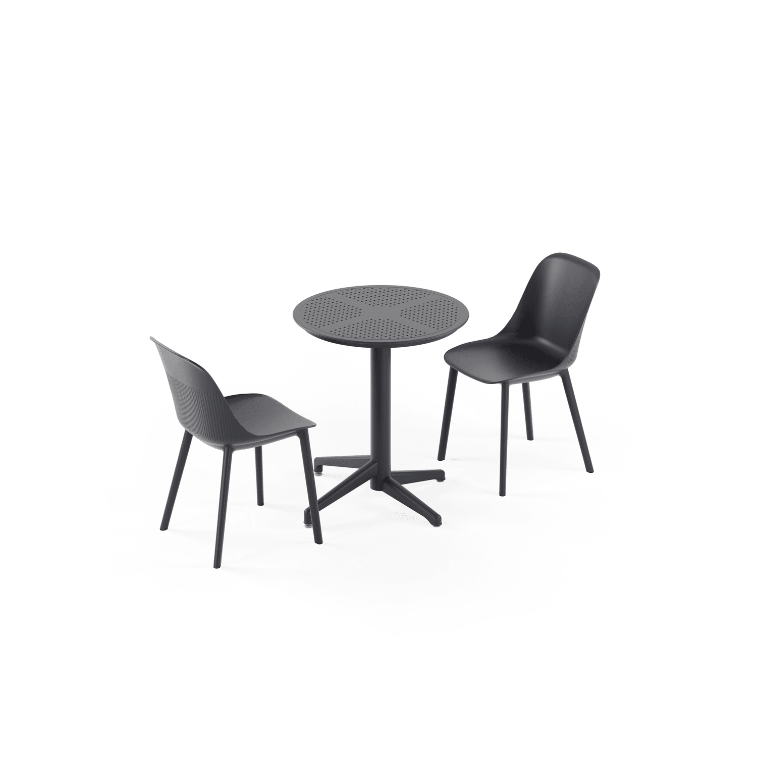 Antrasit 2 Kişilik Yuvarlak Dış Mekan Bahçe Masa Sandalye Takımı – 60 cm Çap Sabit Masa Seti | Otel, Cafe, Balkon, Teras ve Mutfak Kullanımı