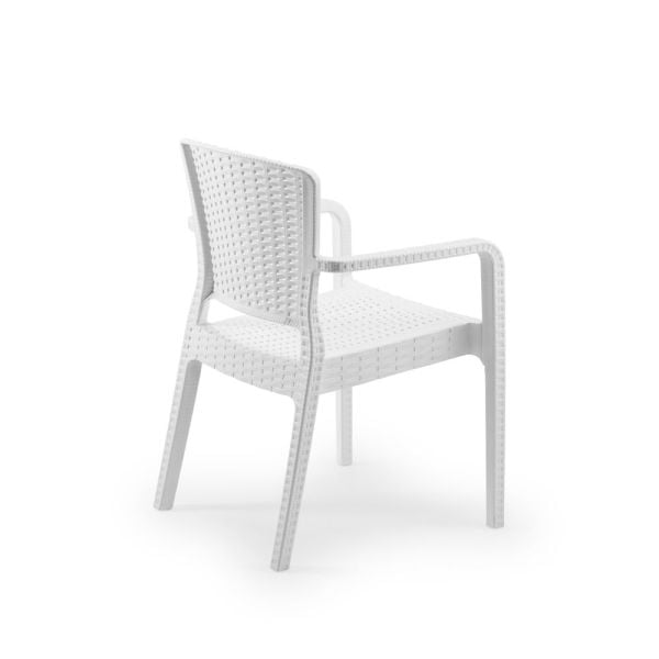 Beyaz 4 Kişilik Rattan Plastik Bahçe Masa Sandalye Takımı