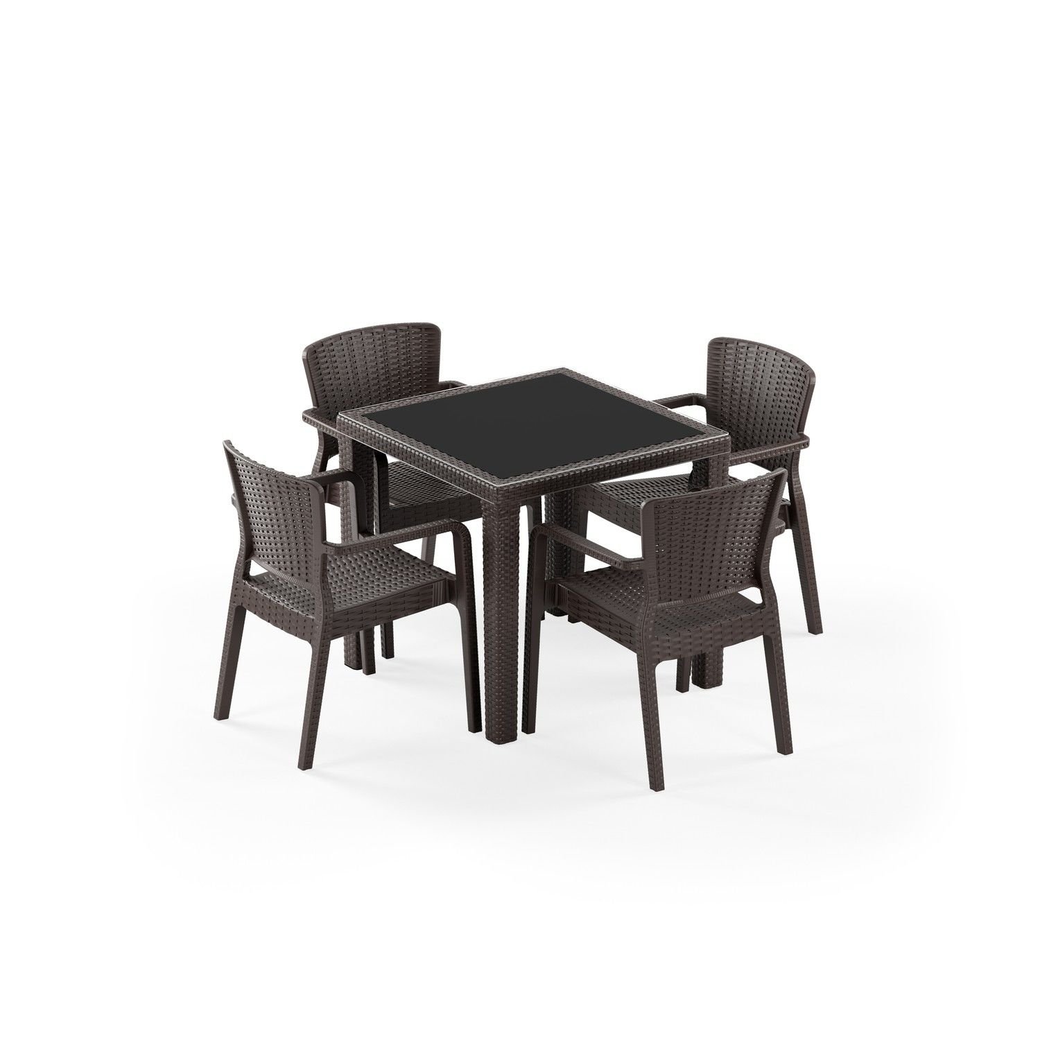 Venge Rattan Plastik 4 Kişilik Bahçe Masa Sandalye Takımı