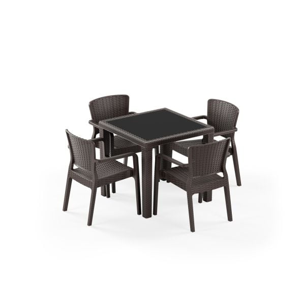 Venge Rattan Plastik 4 Kişilik Bahçe Masa Sandalye Takımı